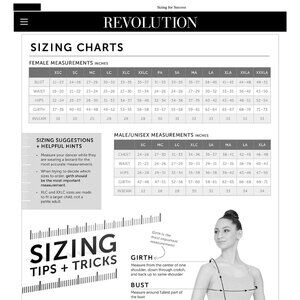 DO NOT Purchase - Revolution Size CHart